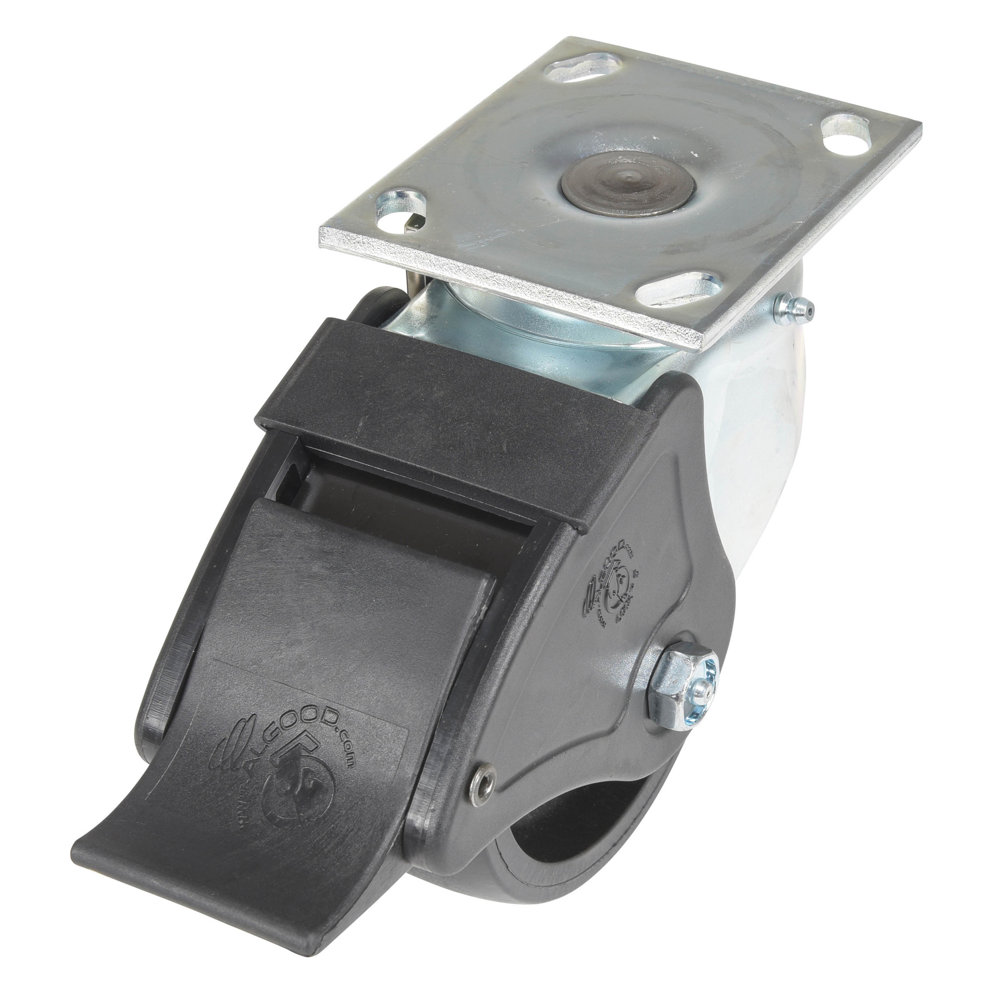 Vestil Swivel Caster with Total Brake - 5in. Dia., Glass Filled Nylon, Black, Non-Marking, Model# CST-HLD-5X2GFN-SWTB1